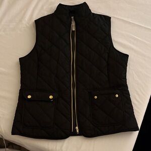 St. John's Bay Black Quilted Vest with Gold Details